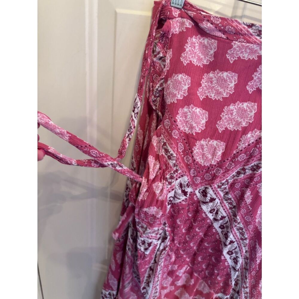 Anthropologie Show Me Your MuMu Pink Paisley High-Low Wrap Tie Skirt - Picture 4 of 7